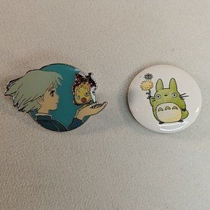 Howl's Moving Castle Calcifer & Sophie Metal Pin 1" Pinback Studio Ghibli